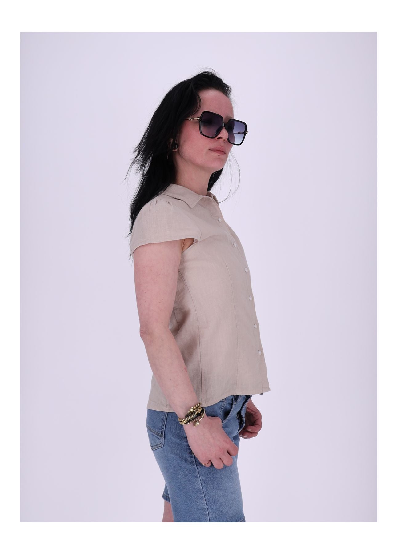 Leinenbluse Damen angeschnittener Arm