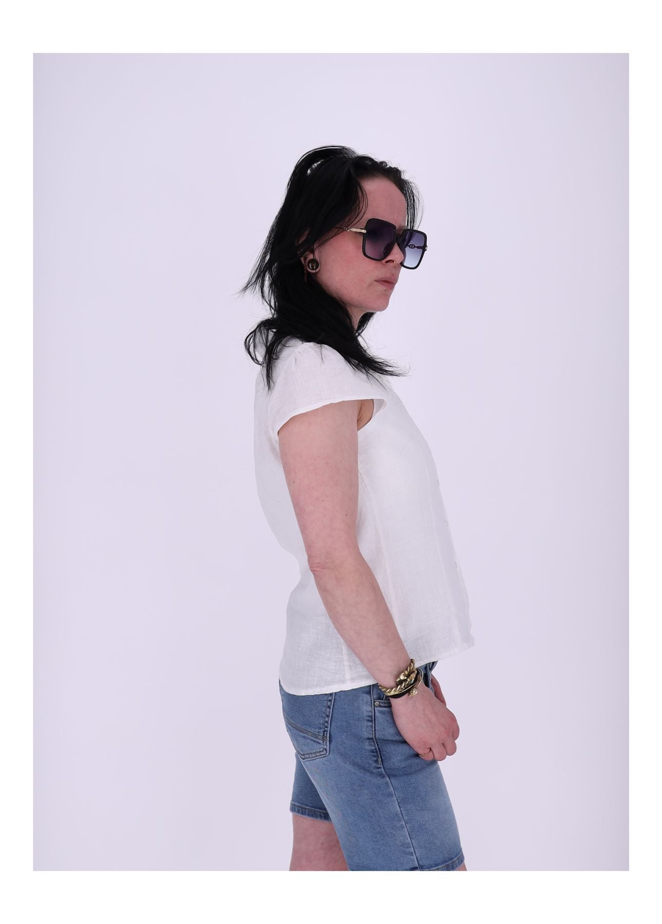 Leinenbluse Damen angeschnittener Arm