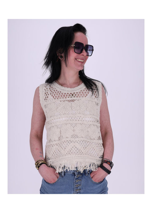 Damen Häkeltop Fransen