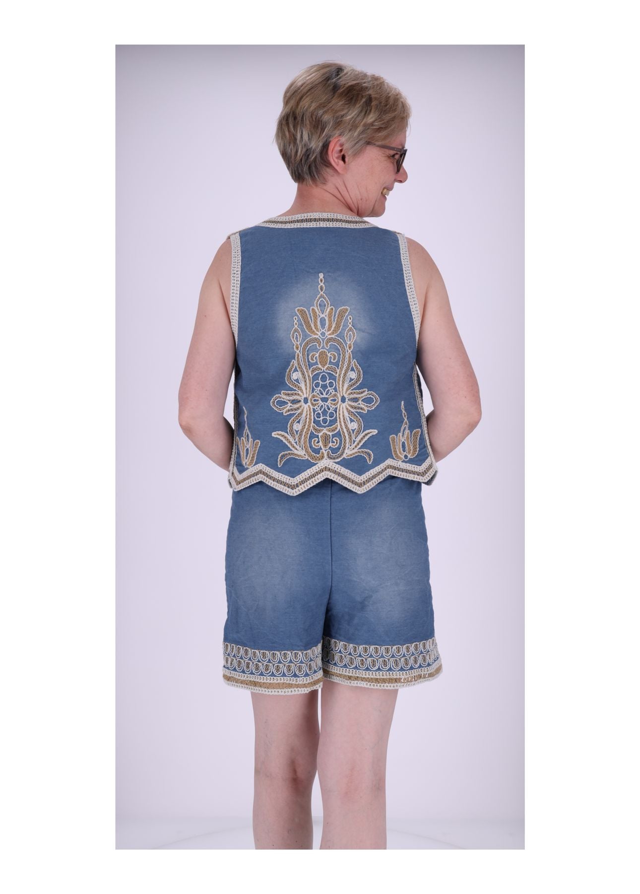 Weste Damen Stickerei zweifarbig