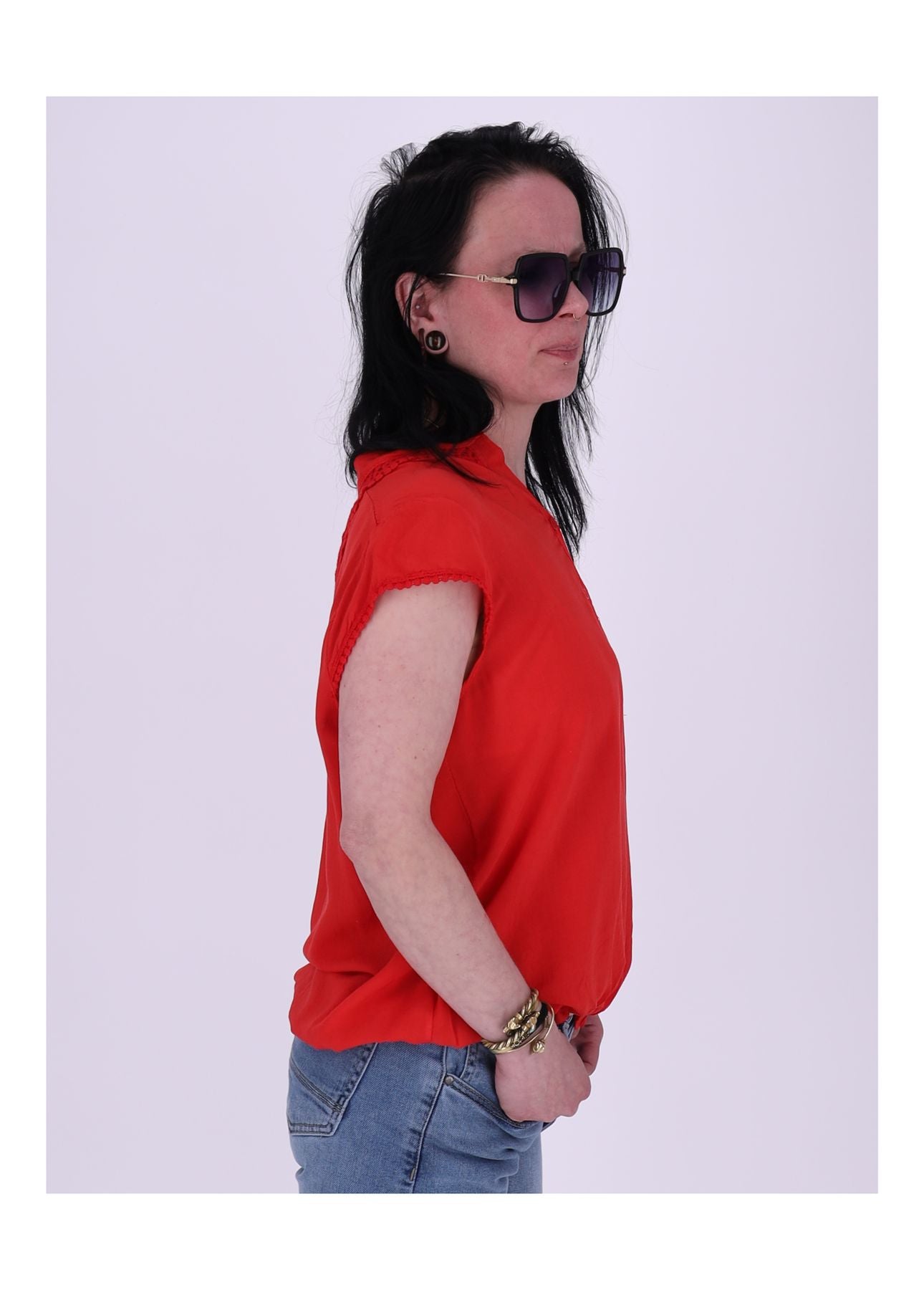 T-Shirt Damen Spitzeneinsatz im Rücken