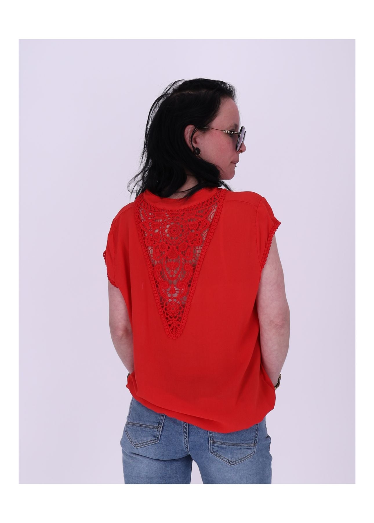 T-Shirt Damen Spitzeneinsatz im Rücken