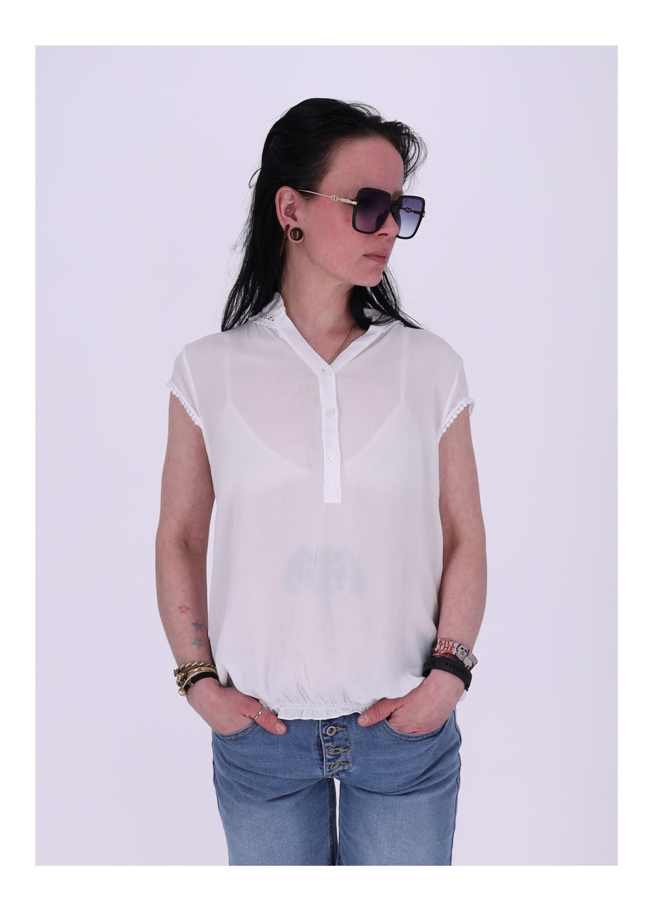 T-Shirt Damen Spitzeneinsatz im Rücken