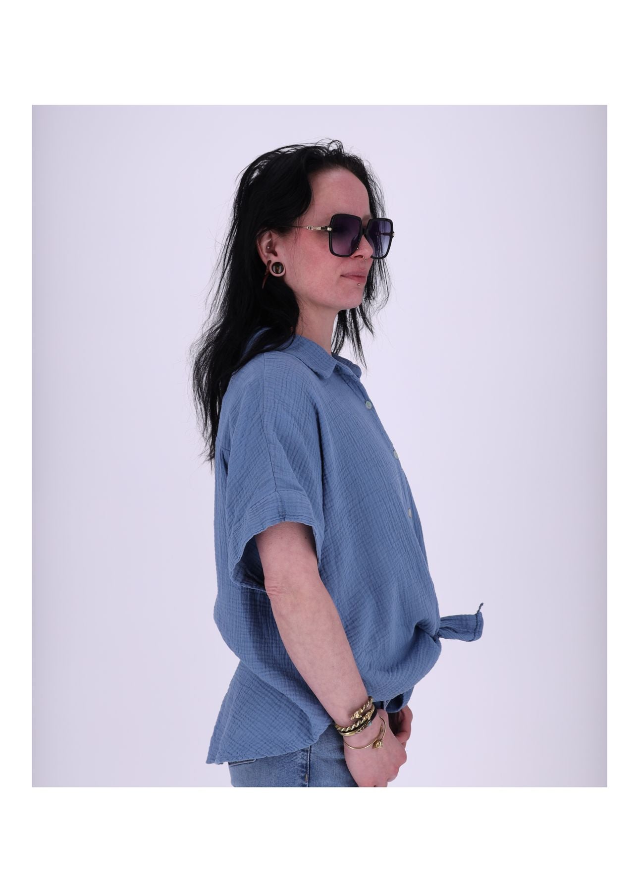 Bluse Damen 1/2 Arm Musselin