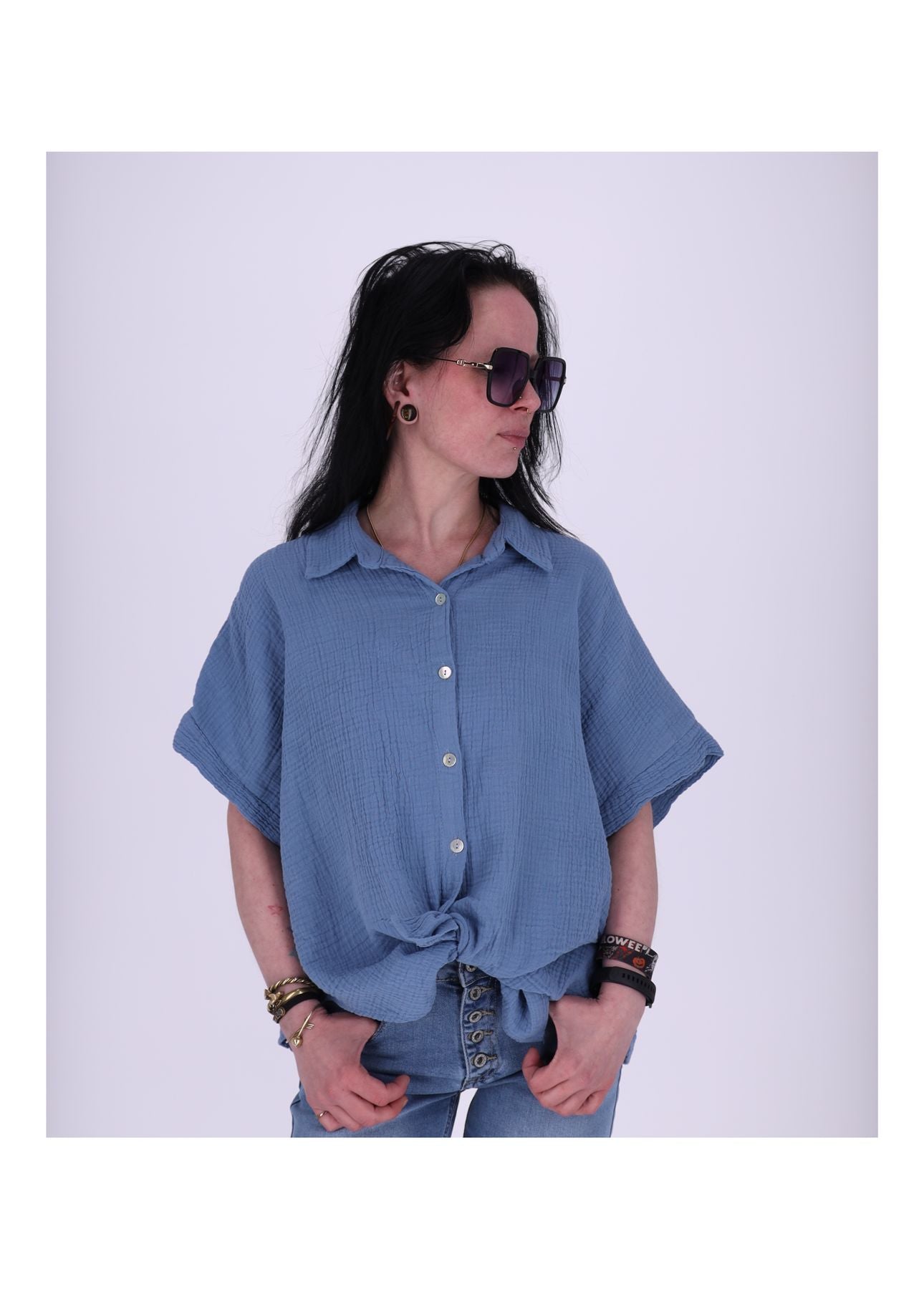 Bluse Damen 1/2 Arm Musselin