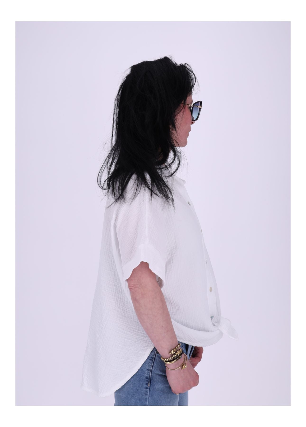 Bluse Damen 1/2 Arm Musselin