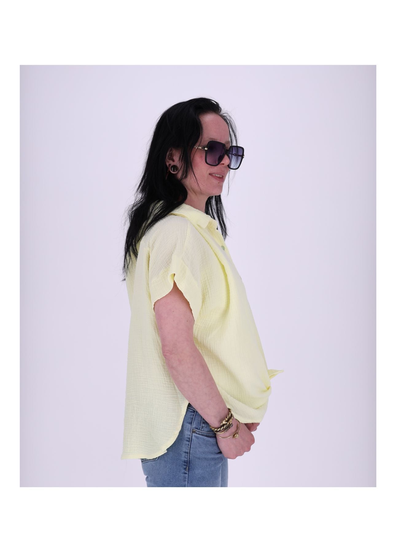 Bluse Damen 1/2 Arm Musselin