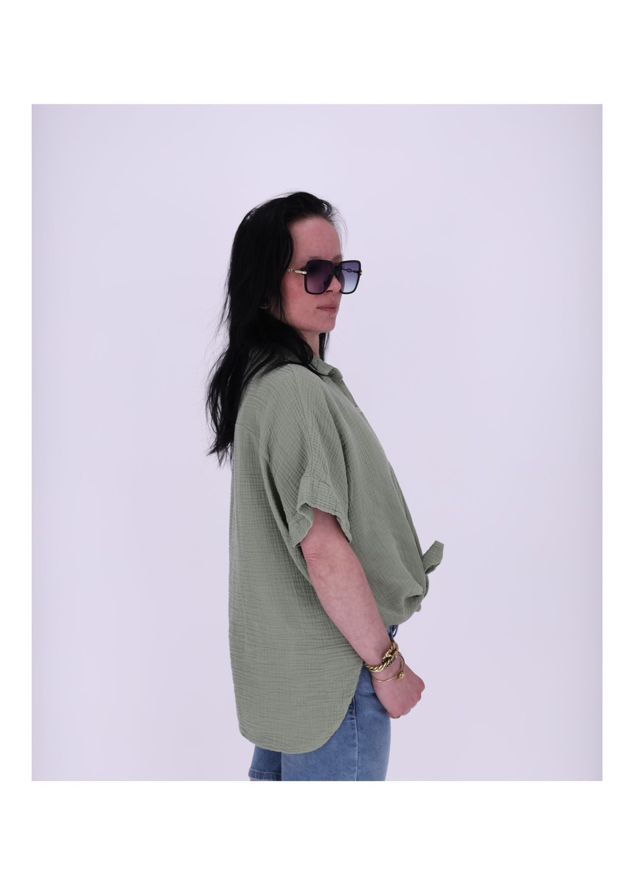 Bluse Damen 1/2 Arm Musselin