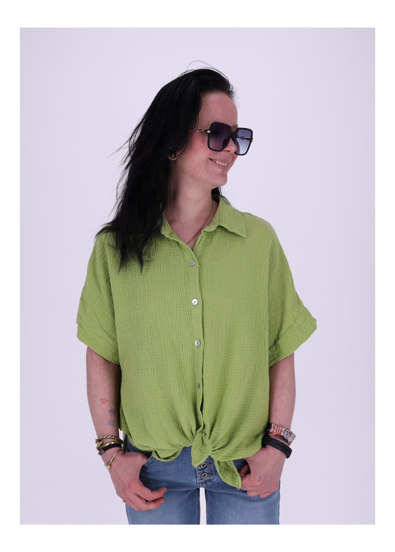 Bluse Damen 1/2 Arm Musselin