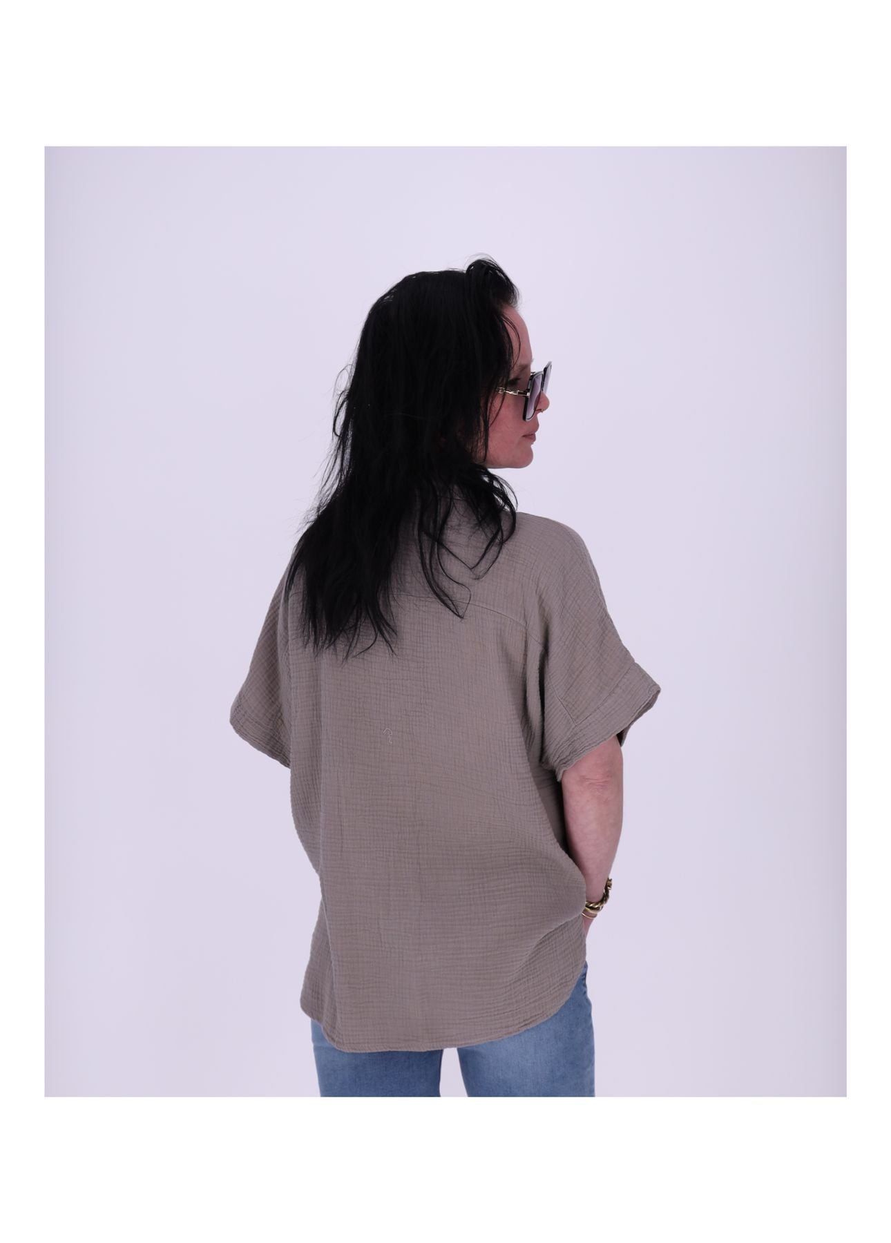 Bluse Damen 1/2 Arm Musselin