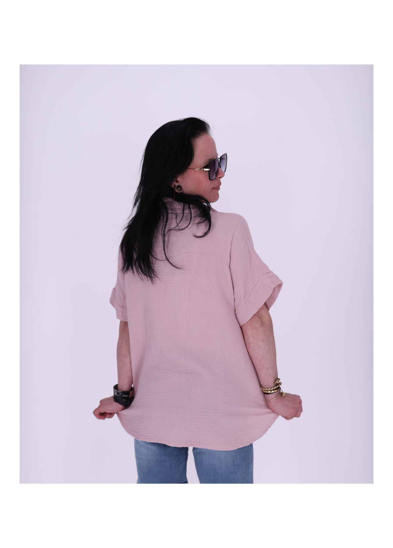 Bluse Damen 1/2 Arm Musselin