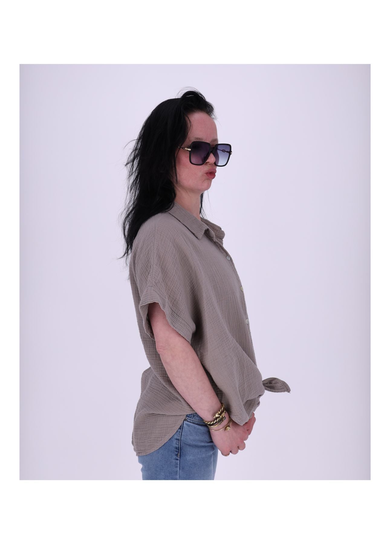 Bluse Damen 1/2 Arm Musselin