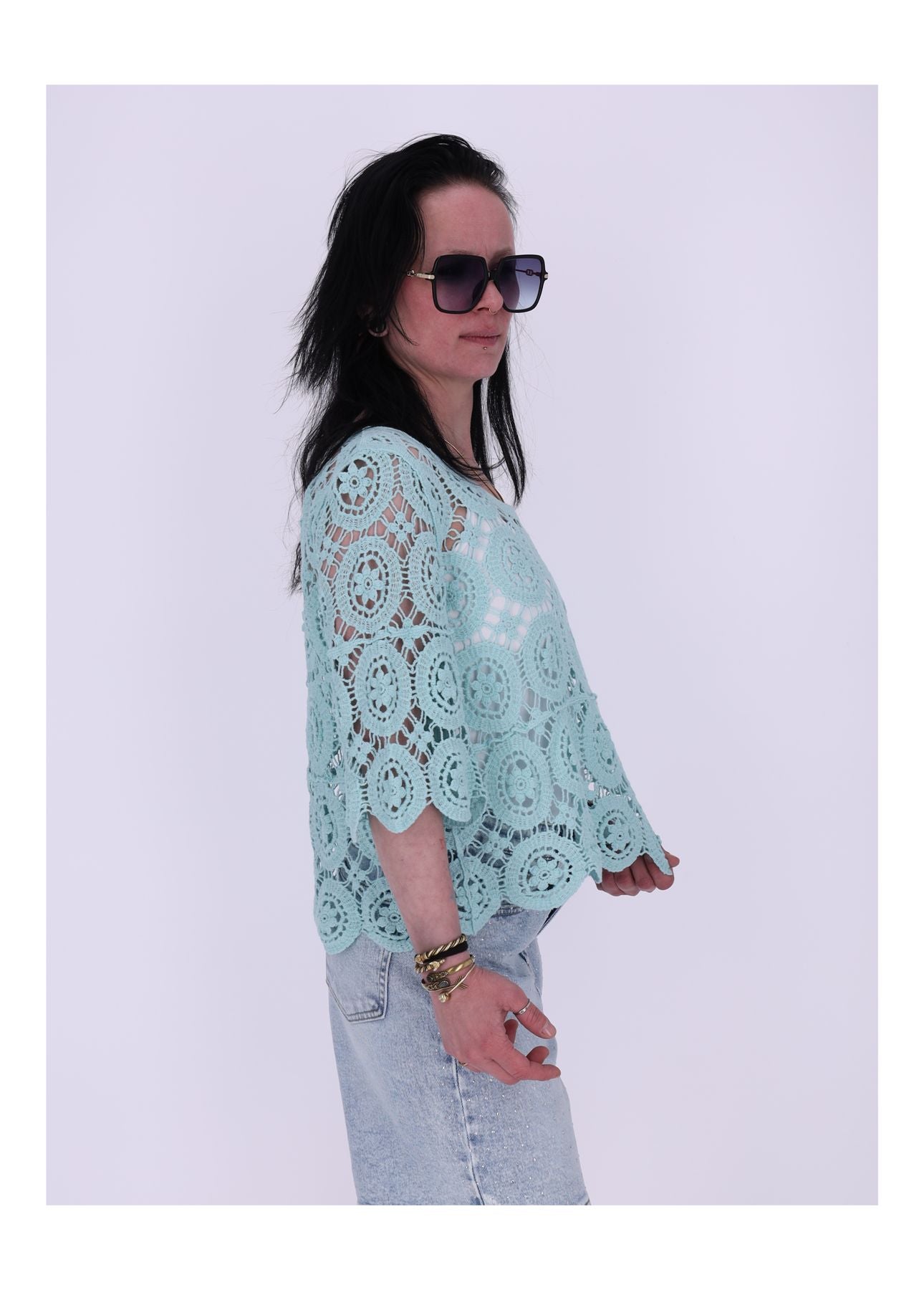 T-Shirt Damen Häkel 1/2 Arm