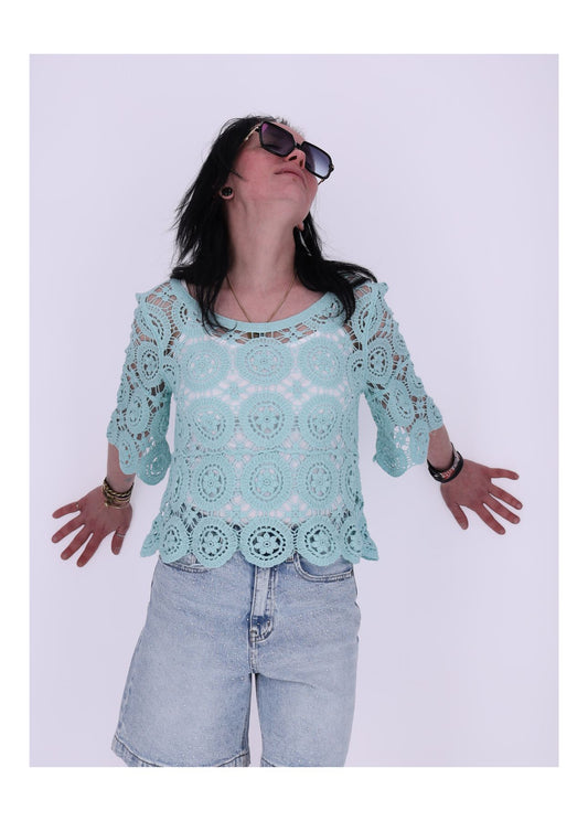 T-Shirt Damen Häkel 1/2 Arm