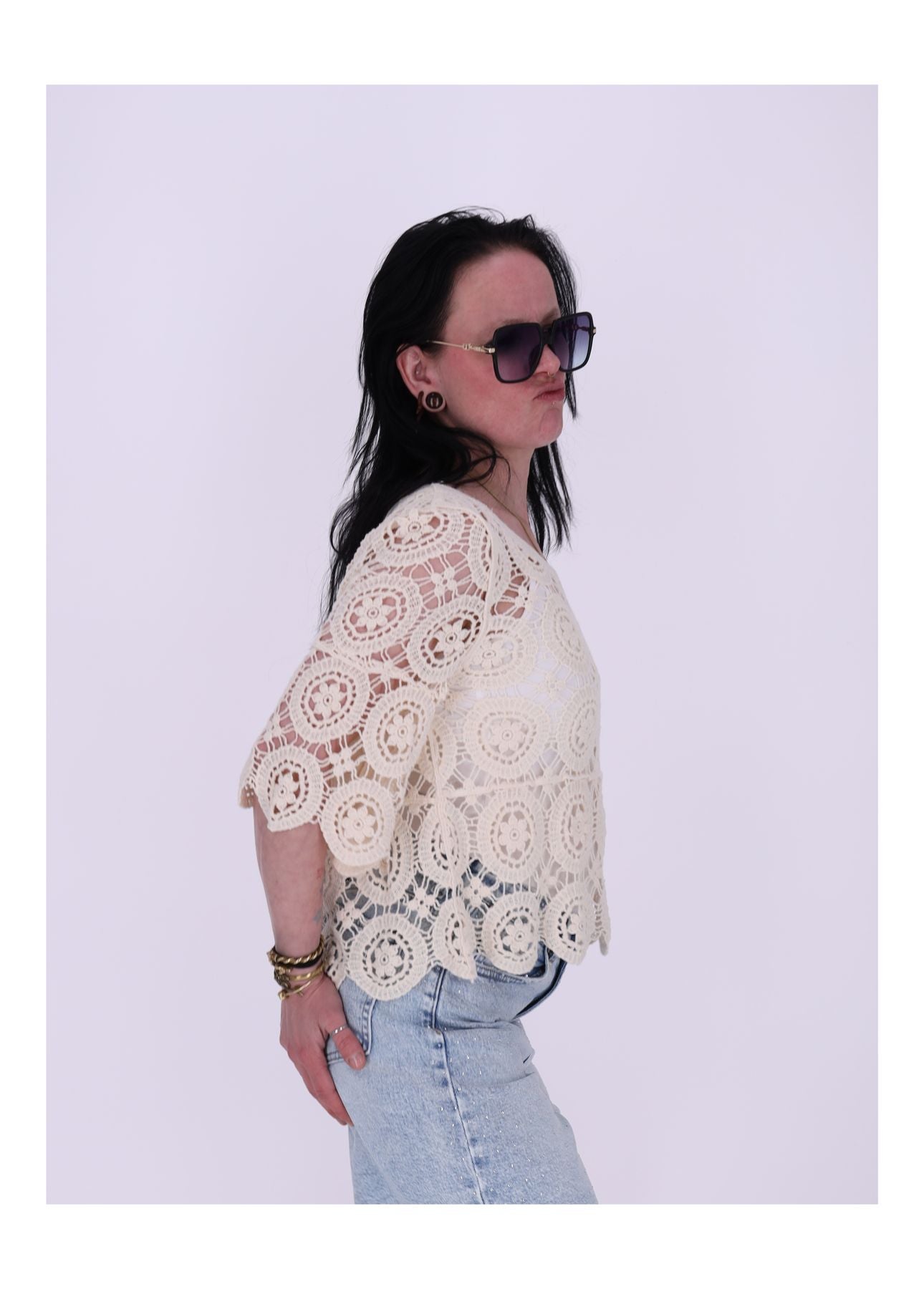 T-Shirt Damen Häkel 1/2 Arm