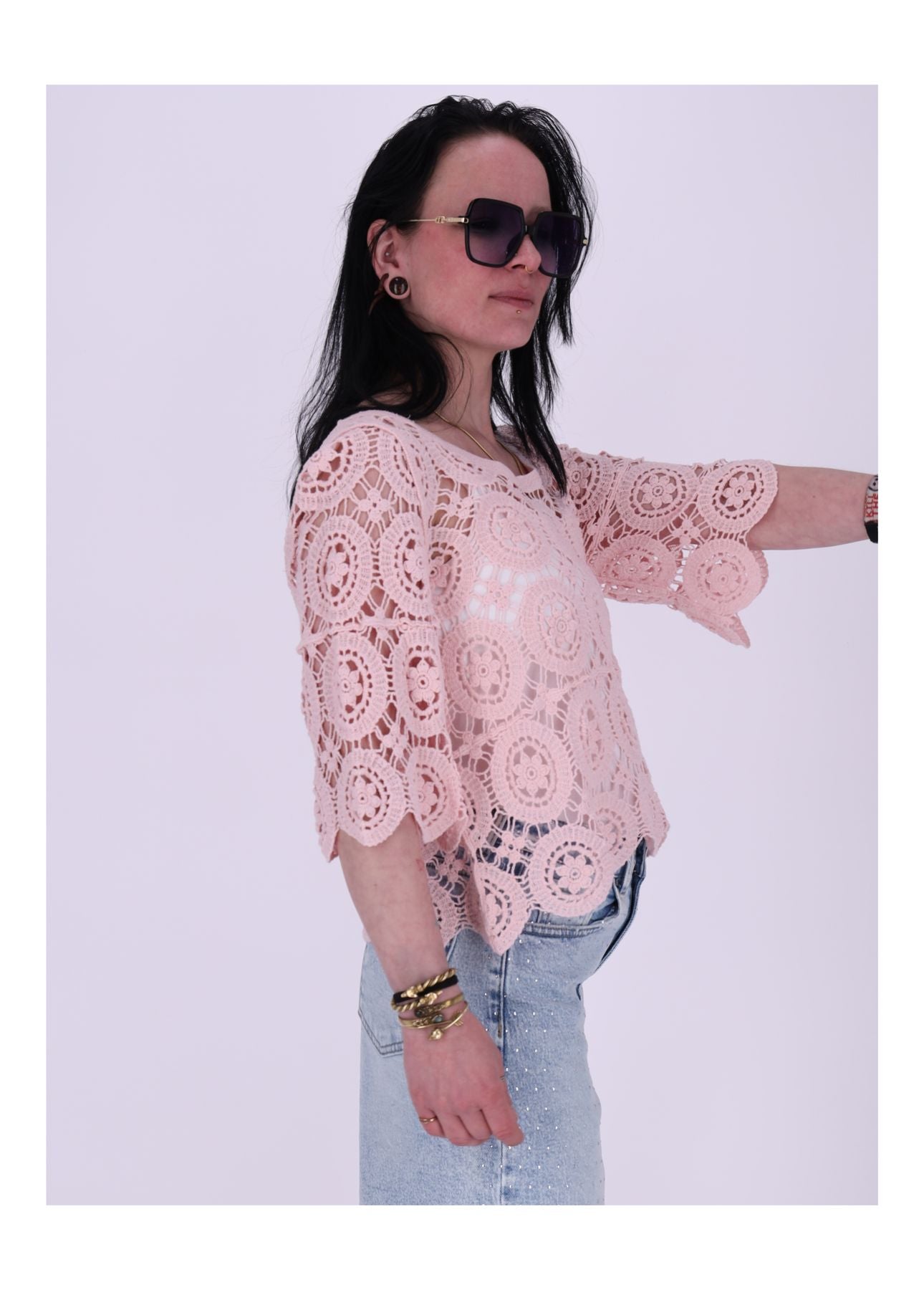 T-Shirt Damen Häkel 1/2 Arm