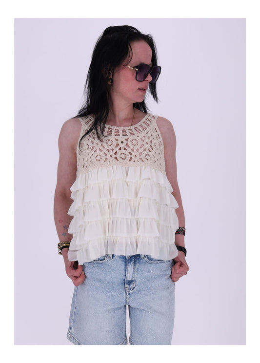 Häkeltop Damen Rüschen