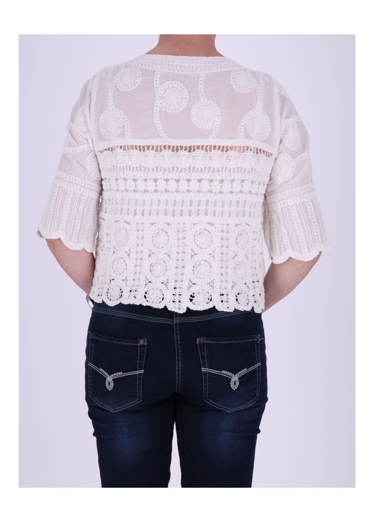 Damen Strickjacke Häkeloptik