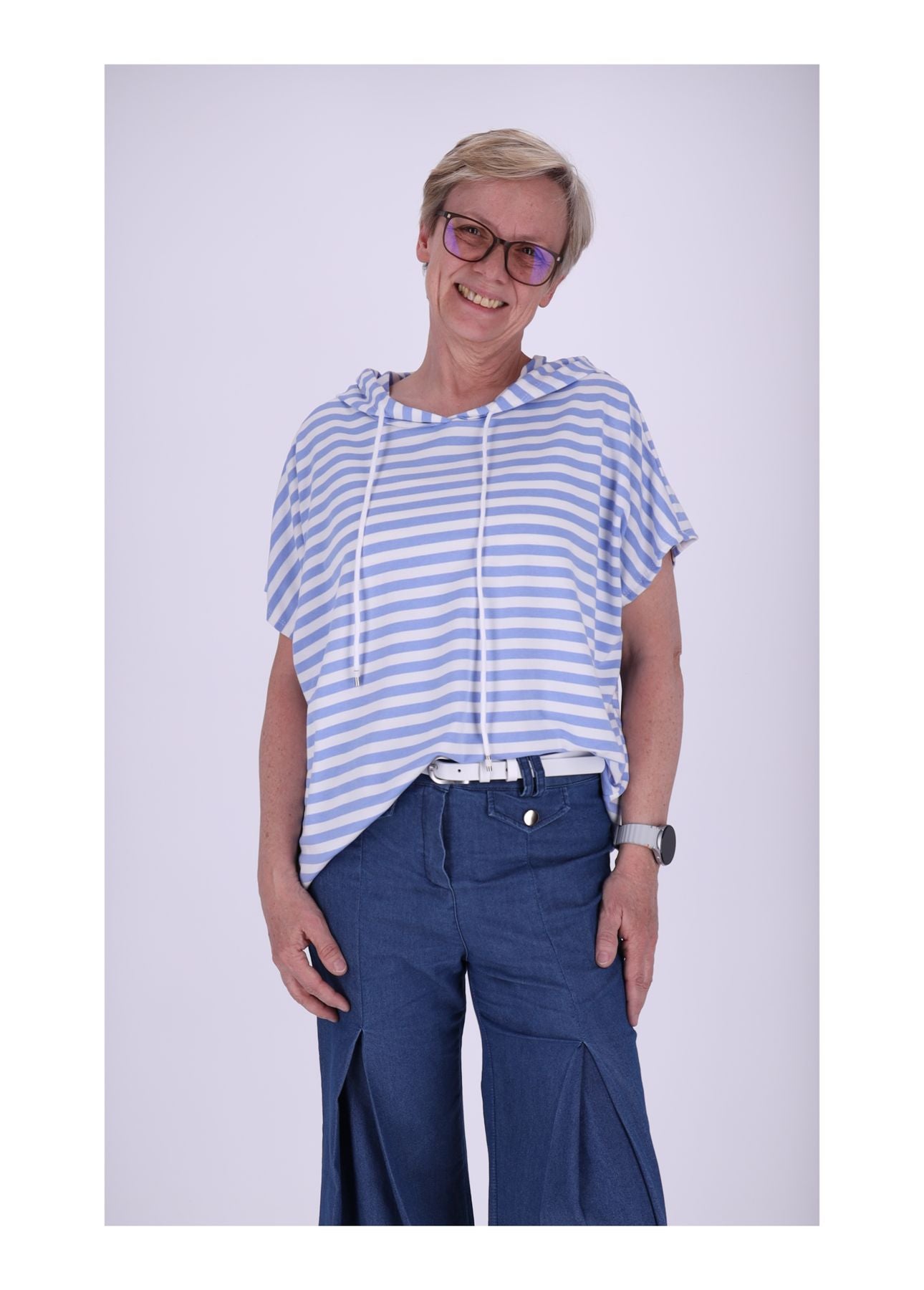 T-Shirt Damen Ringel Kapuze