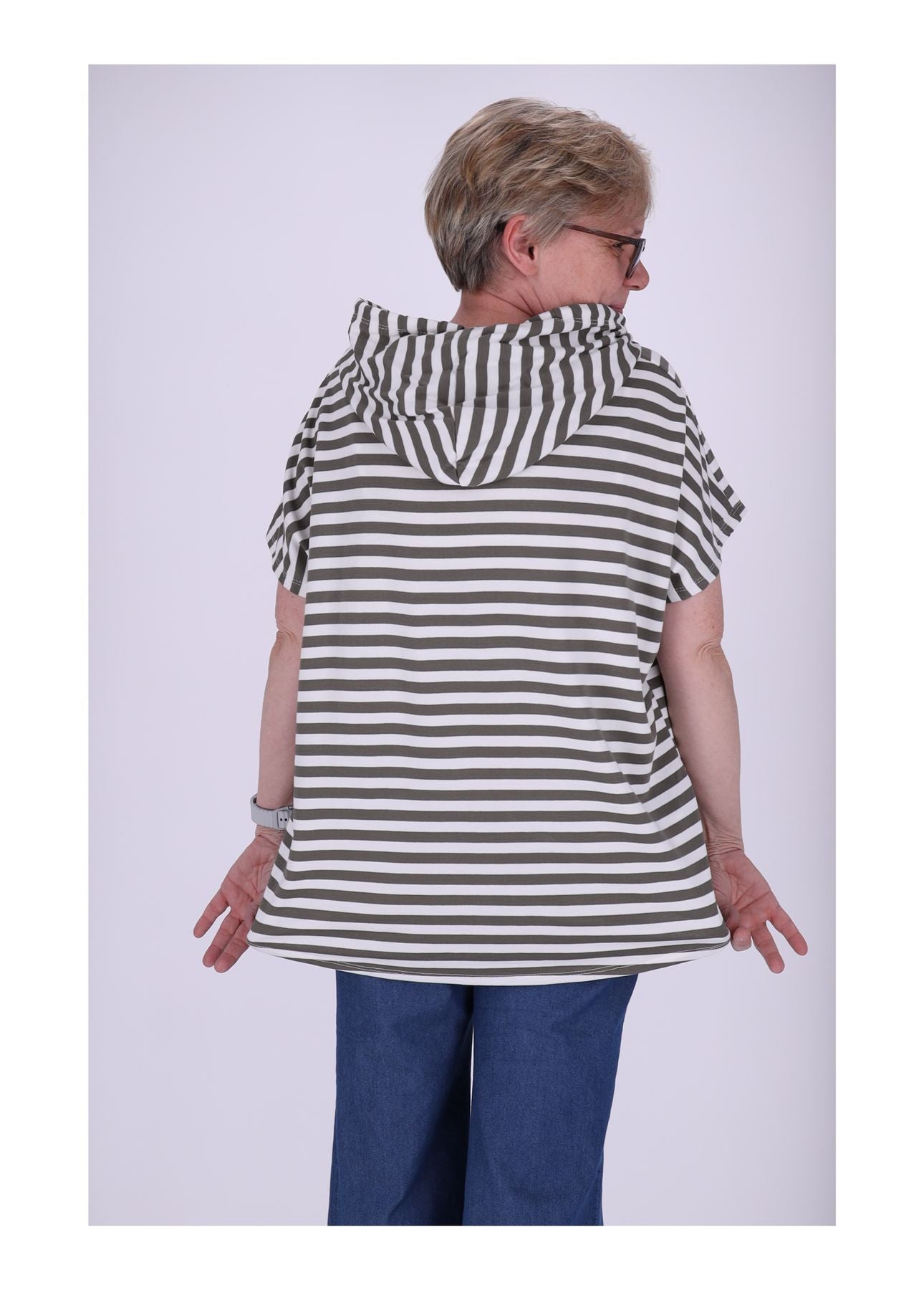 T-Shirt Damen Ringel Kapuze