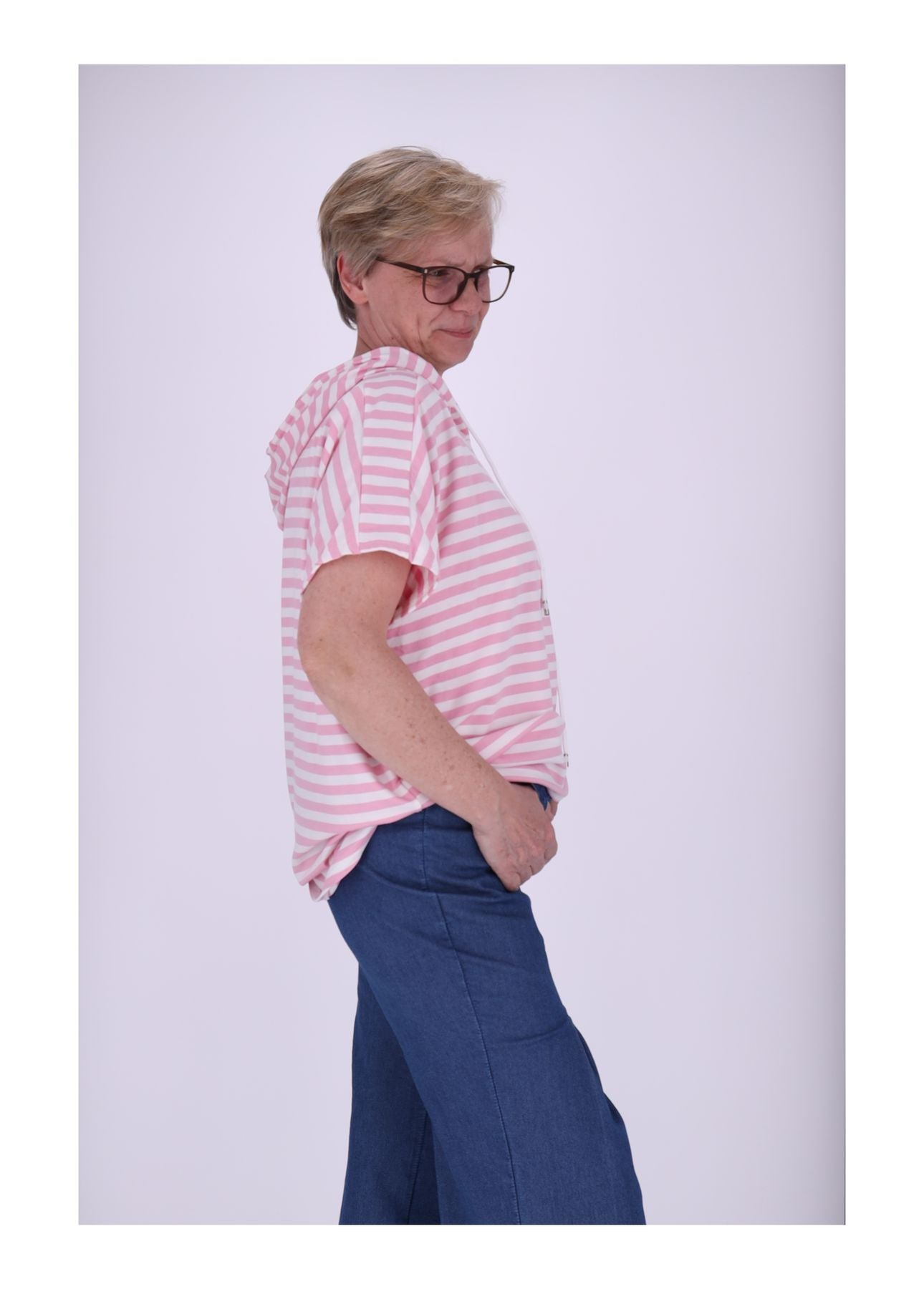 T-Shirt Damen Ringel Kapuze