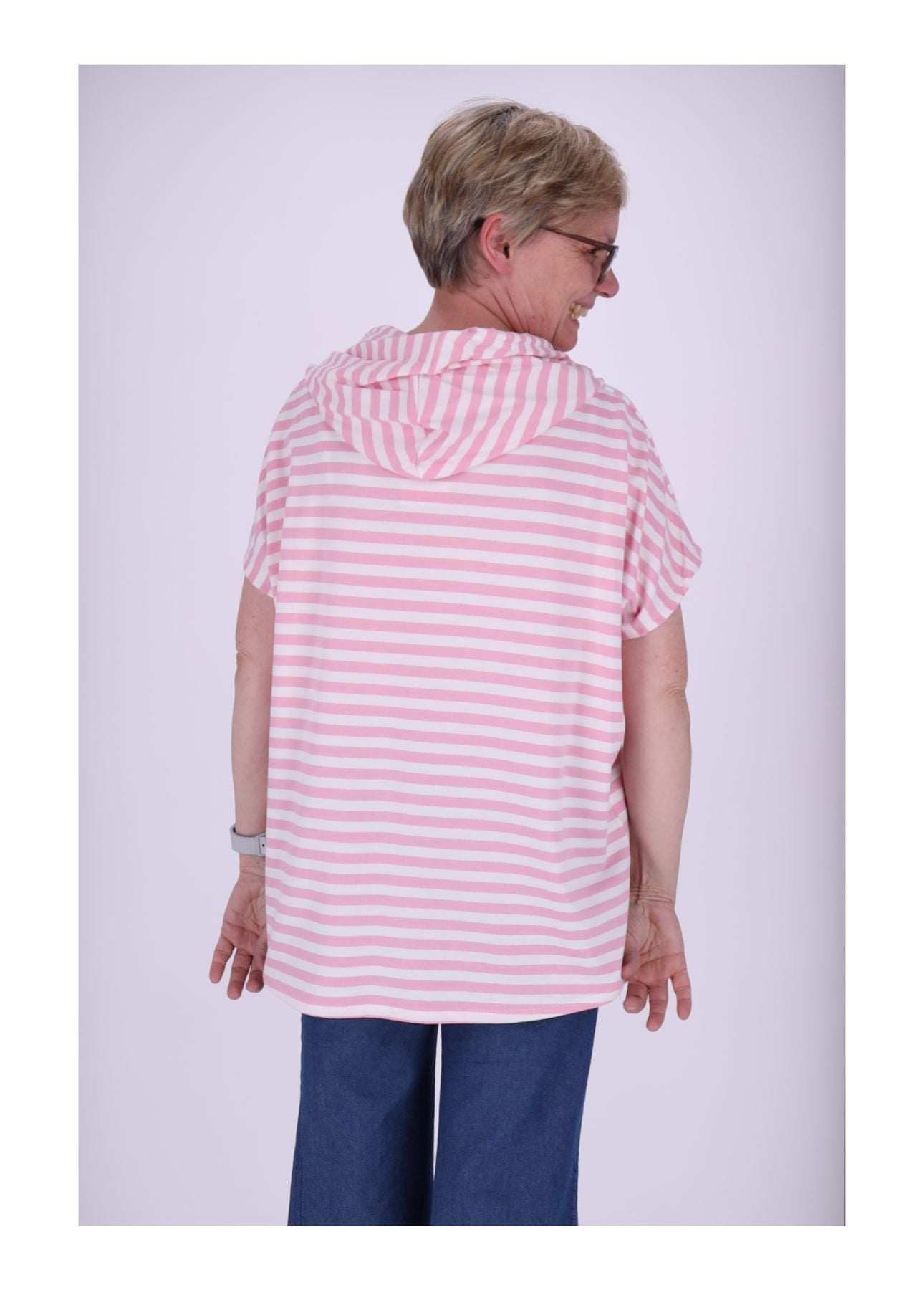 T-Shirt Damen Ringel Kapuze