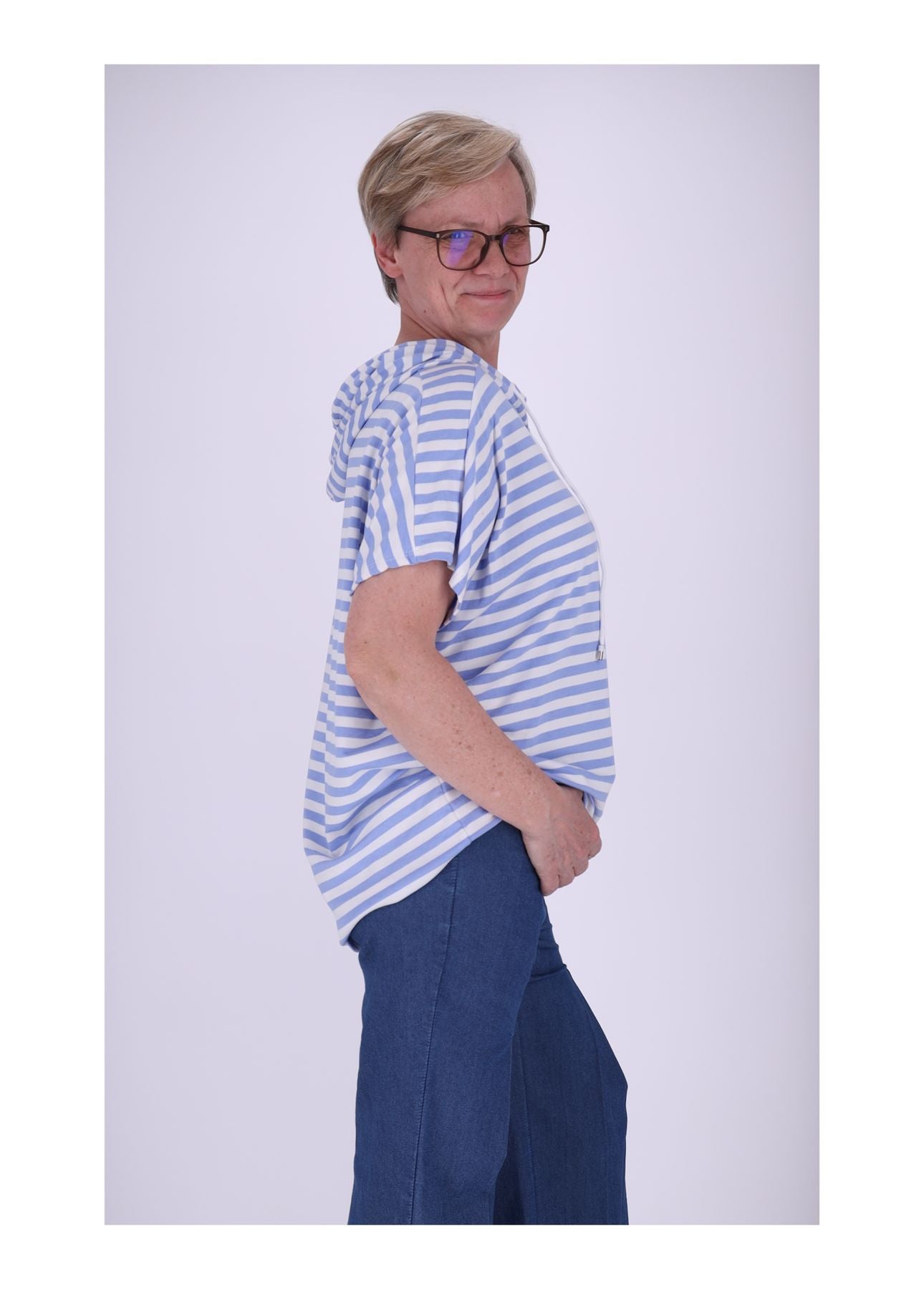 T-Shirt Damen Ringel Kapuze