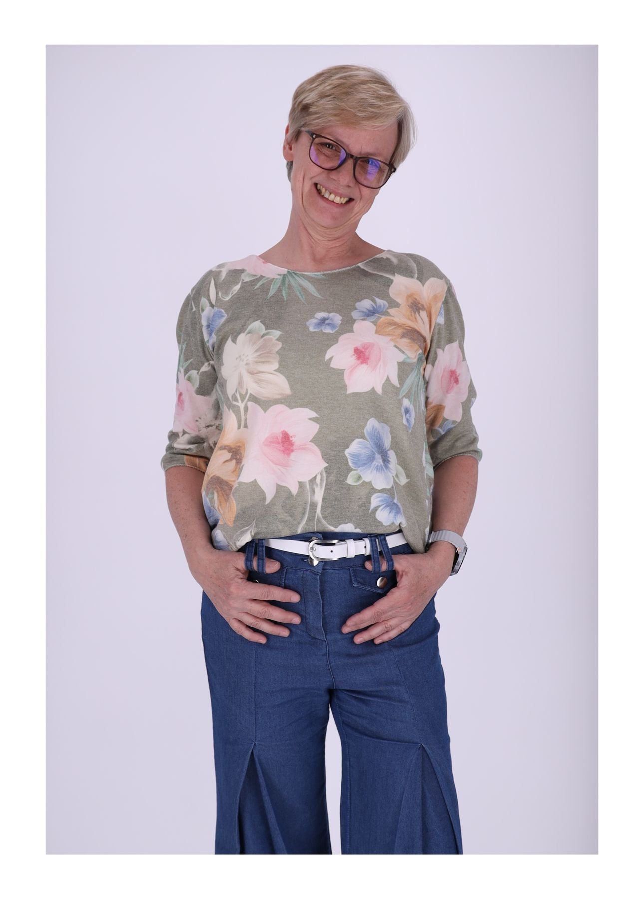 T-Shirt Damen 1/2 Arm Blüten