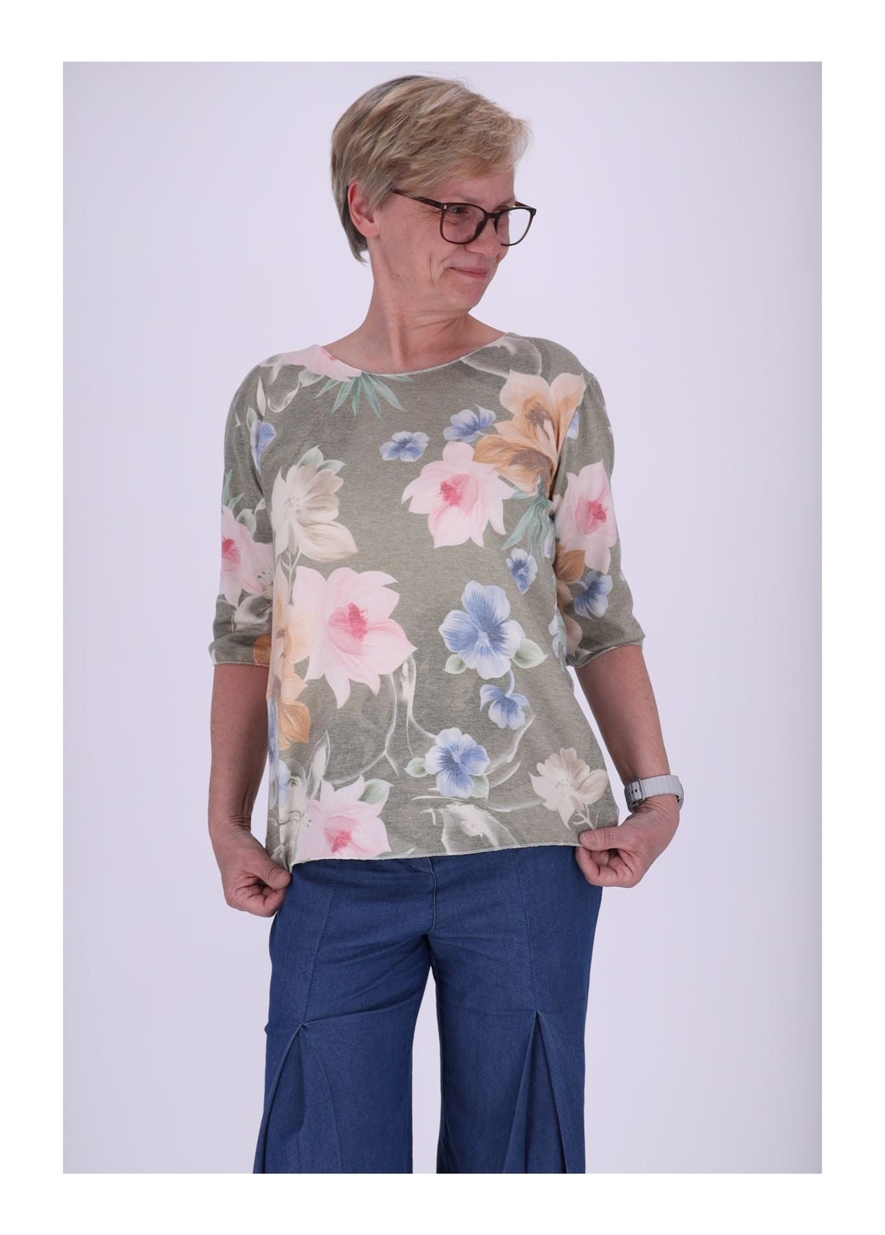 T-Shirt Damen 1/2 Arm Blüten