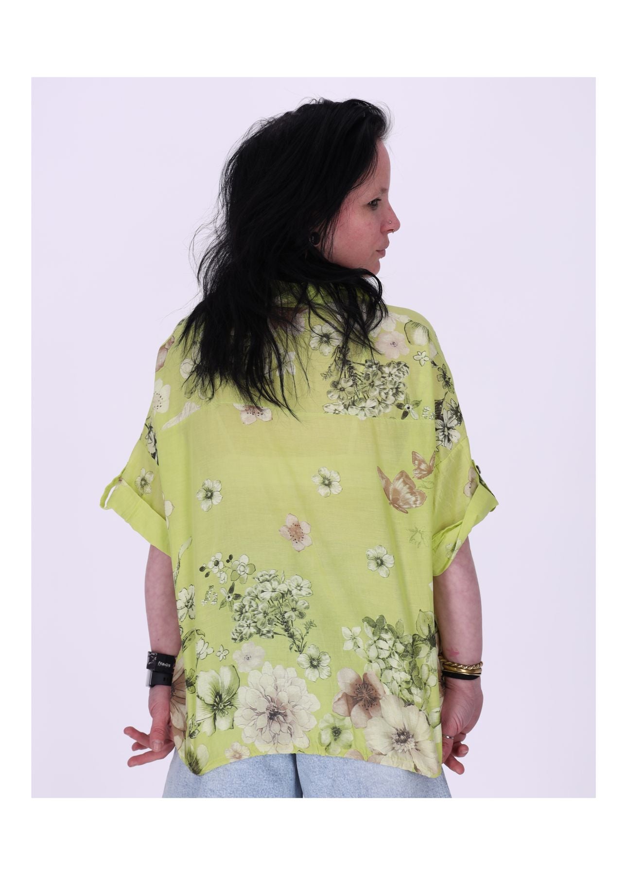 Bluse Halbarm mit Blumen Print