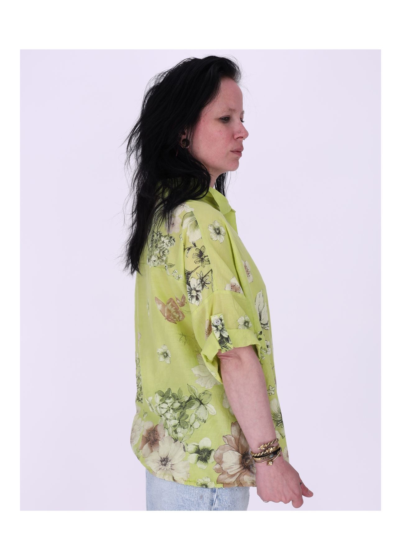 Bluse Halbarm mit Blumen Print
