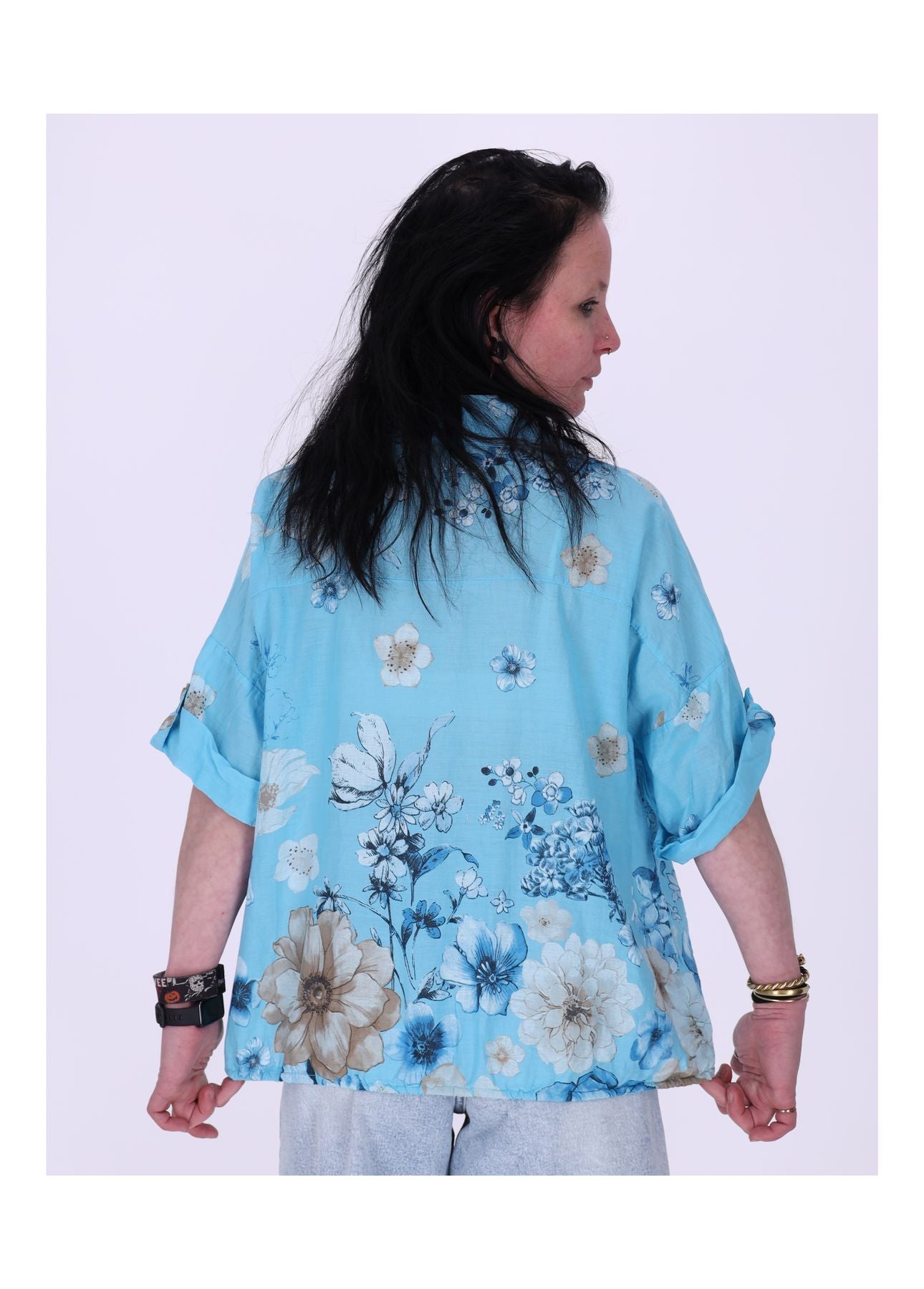 Bluse Halbarm mit Blumen Print