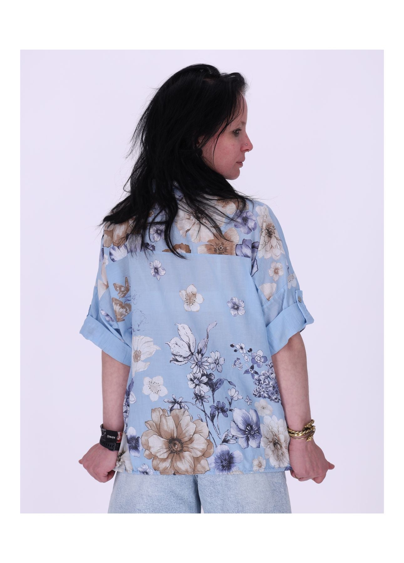Bluse Halbarm mit Blumen Print