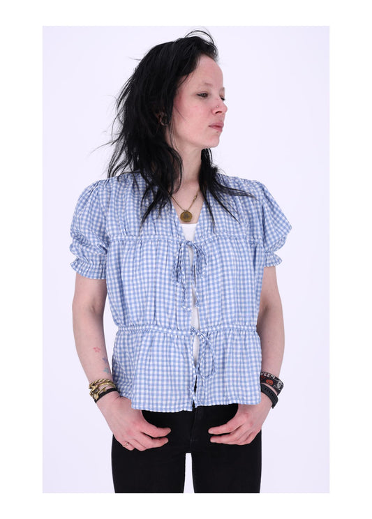 Blusenjacke Damen Kurzarm Karo