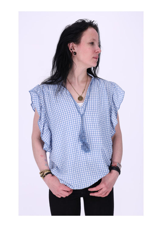 Blusenshirt Damen Kurzarm Karo