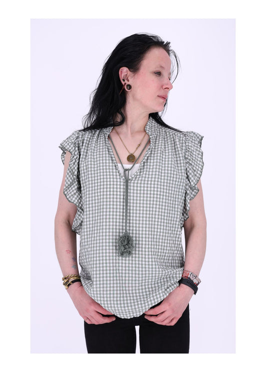 Blusenshirt Damen Kurzarm Karo