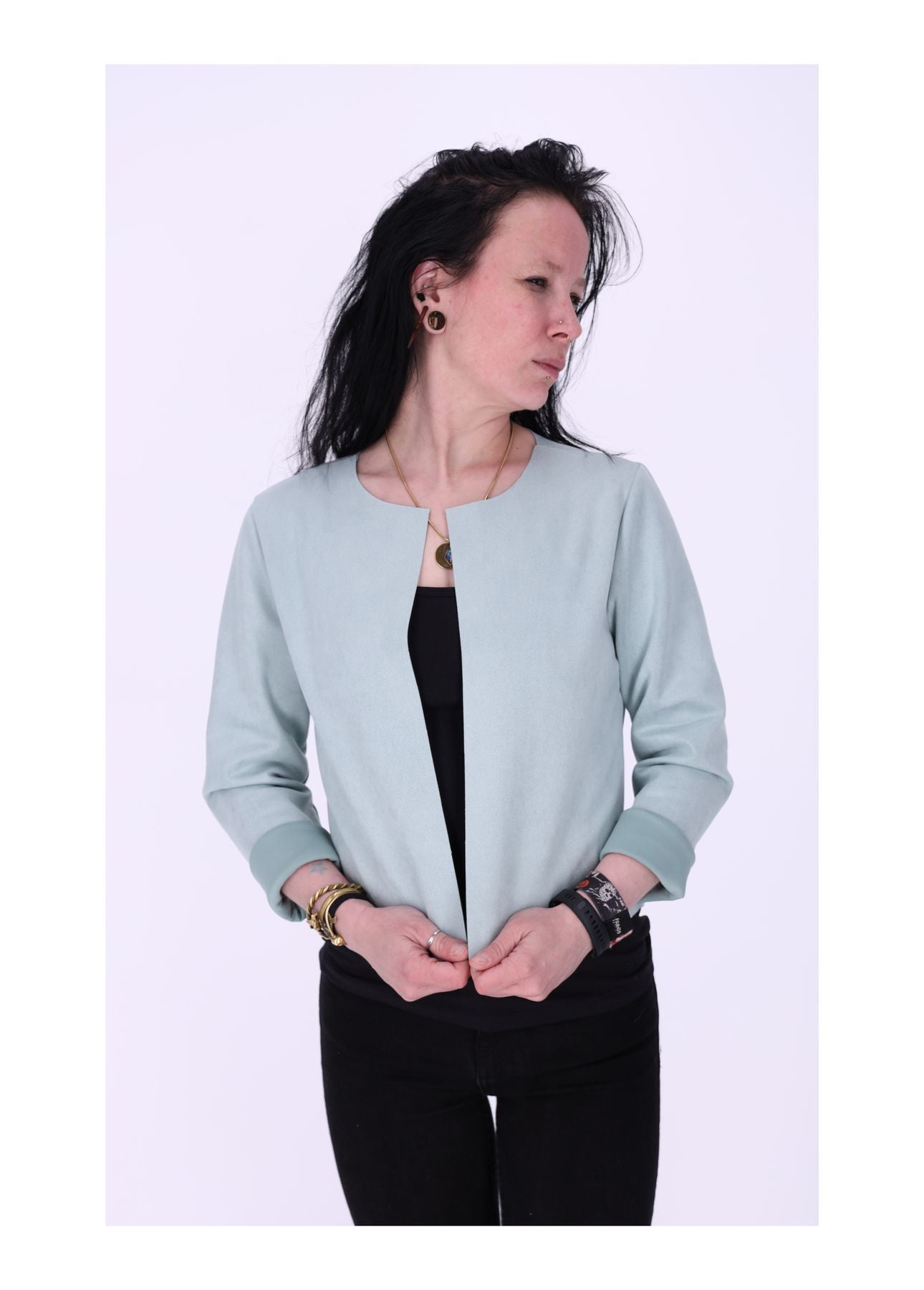 Bolero Damen Velourlederoptik