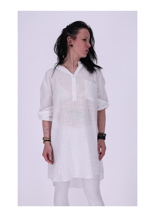 Longshirt Damen Brusttasche Krempelarm