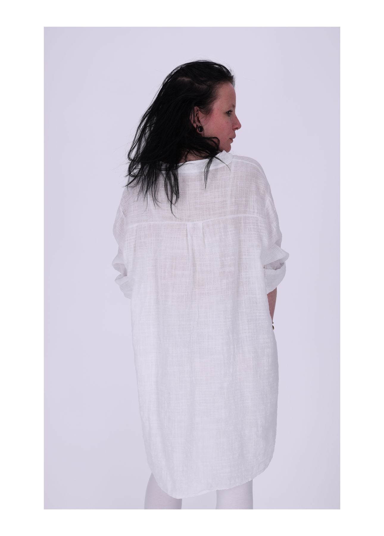 Longshirt Damen Brusttasche Krempelarm