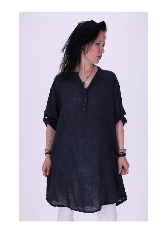 Longshirt Damen Brusttasche Krempelarm