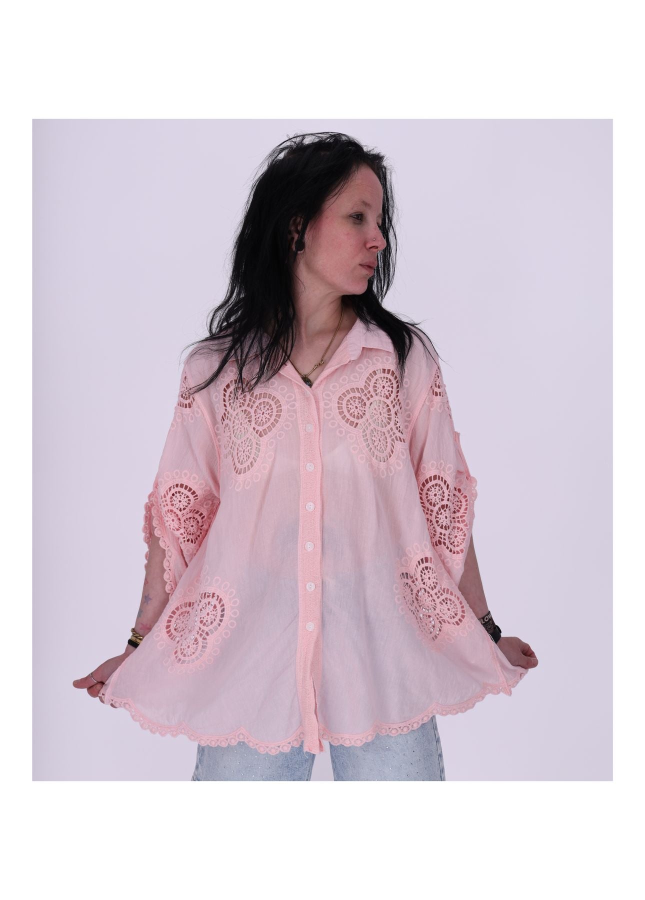 Bluse Lochmuster 1/2 Arm