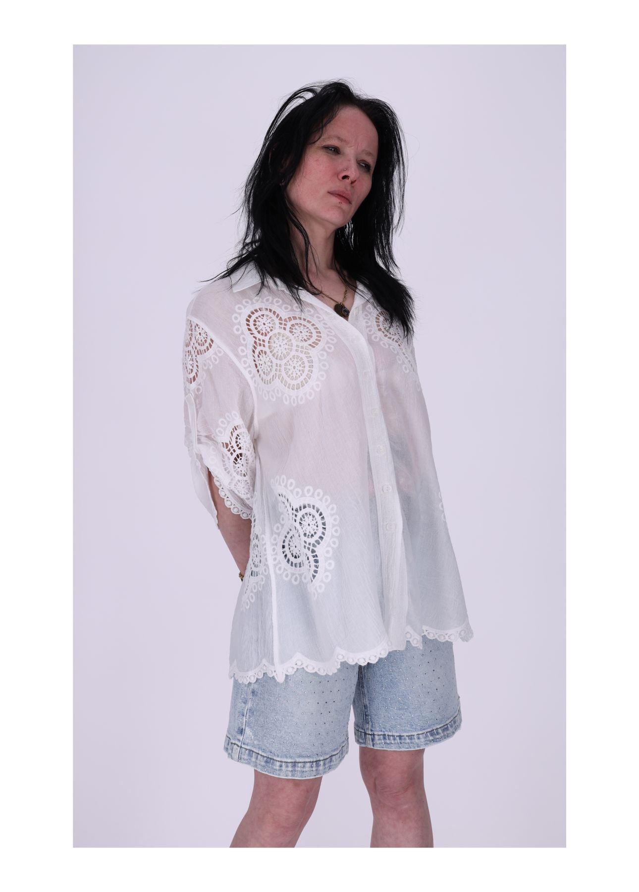 Bluse Lochmuster 1/2 Arm
