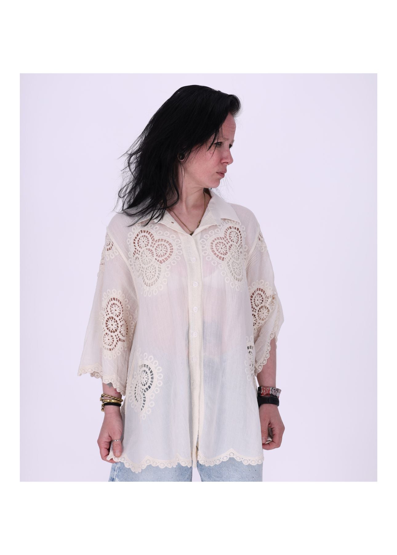 Bluse Lochmuster 1/2 Arm