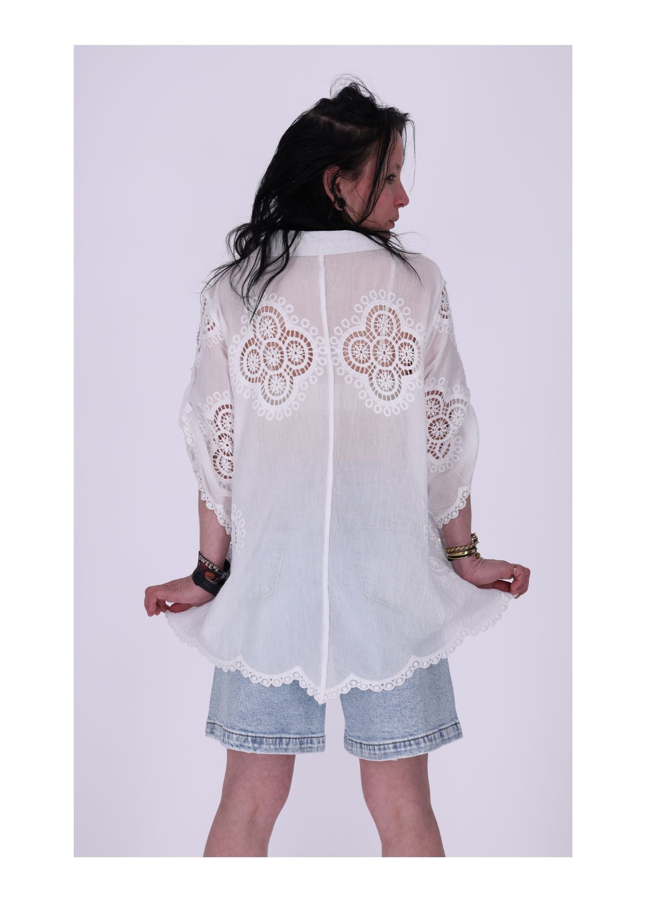 Bluse Lochmuster 1/2 Arm