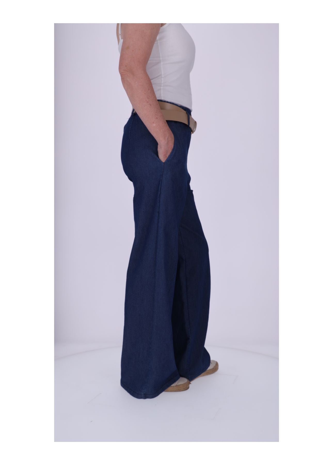 Hose Damen weites Bein Gürtel