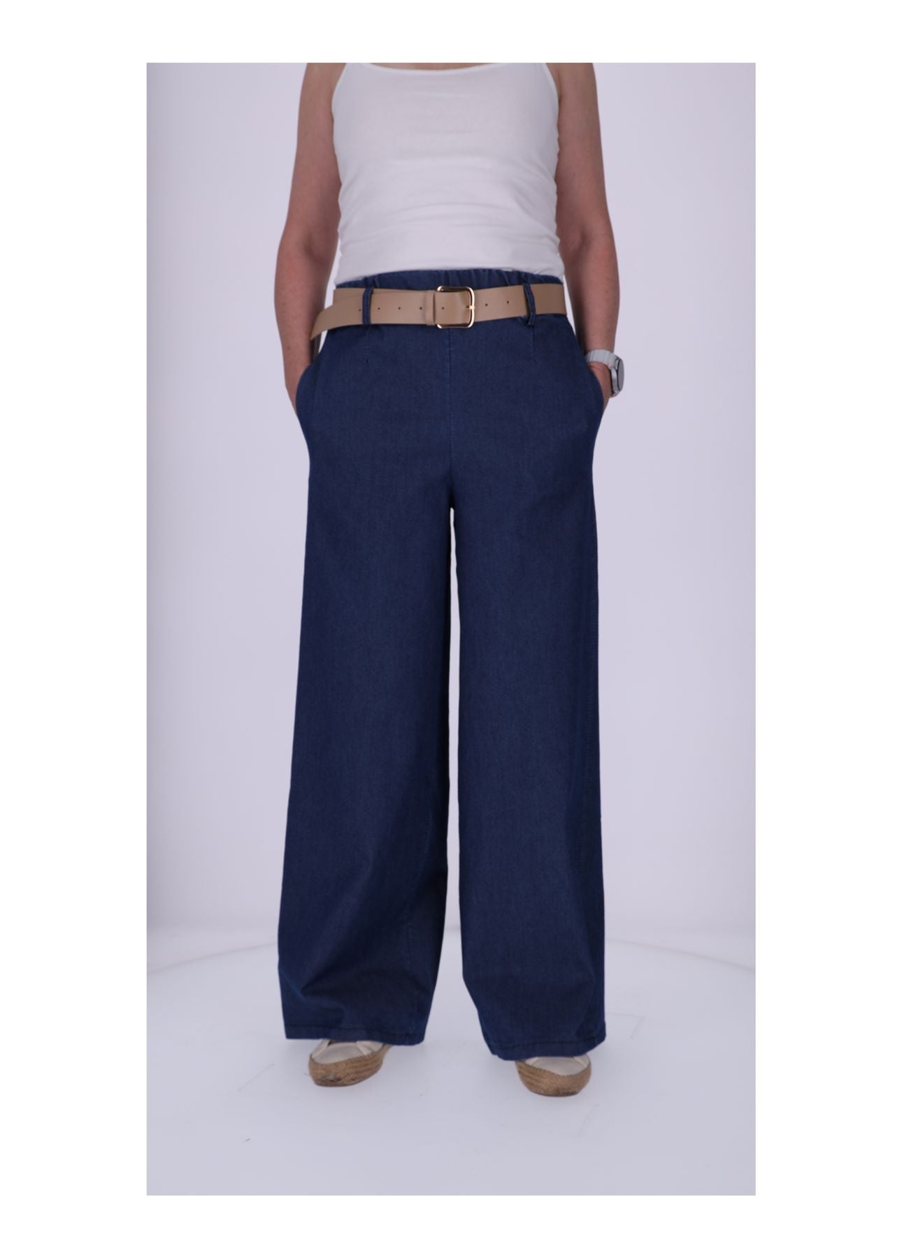 Hose Damen weites Bein Gürtel