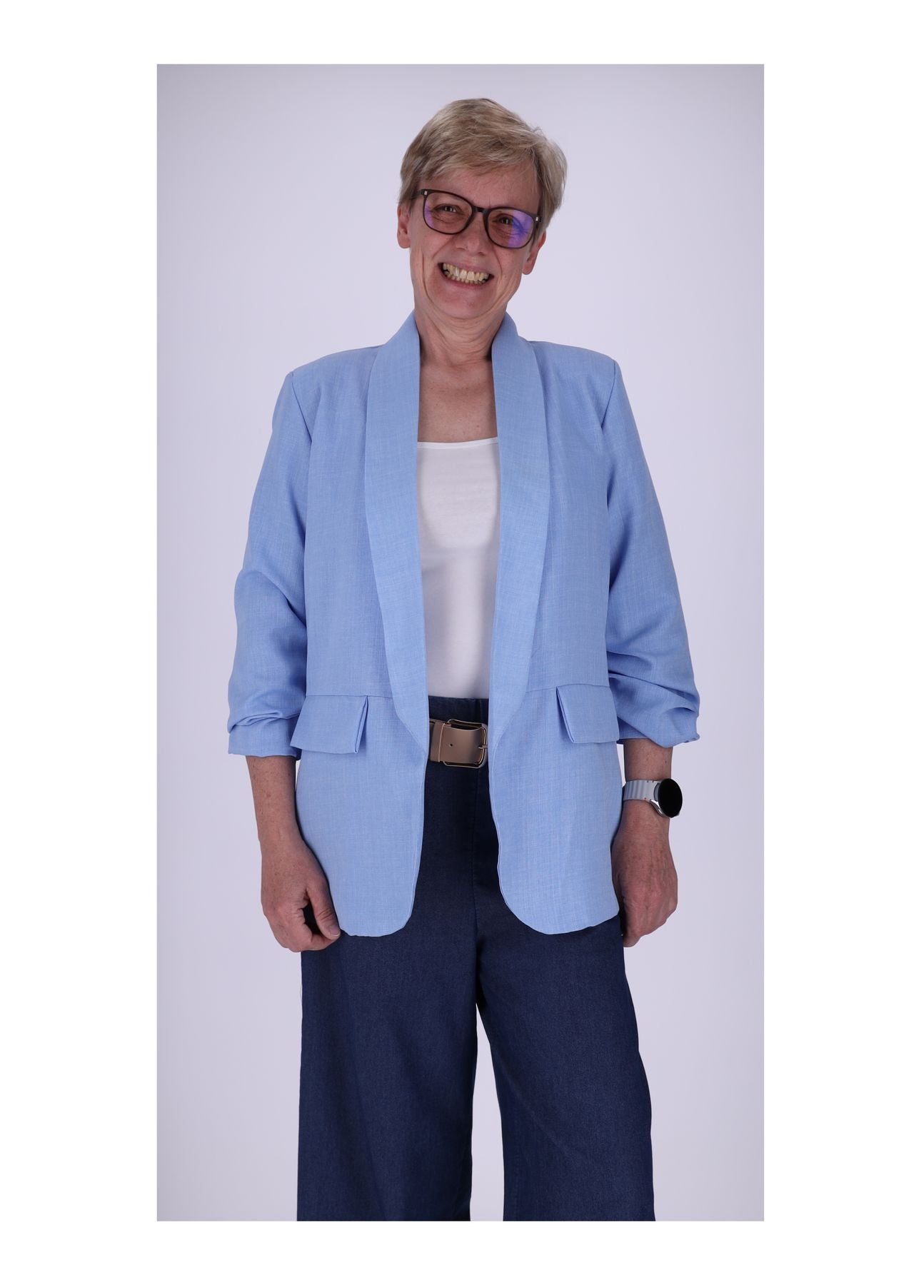 Blazer Damen offen Leinenoptik
