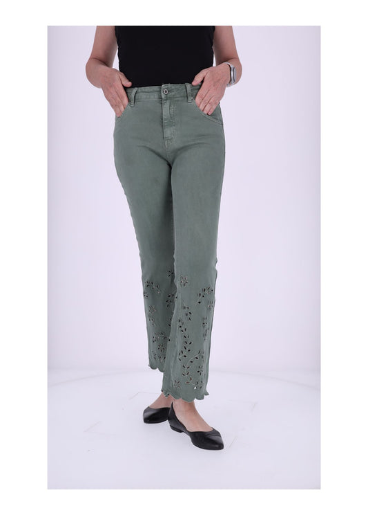 7/8 Hose Damen Lochstickerei