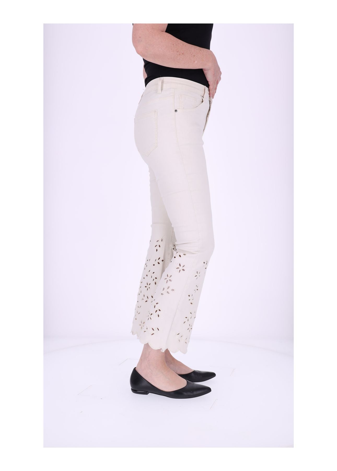 7/8 Hose Damen Lochstickerei