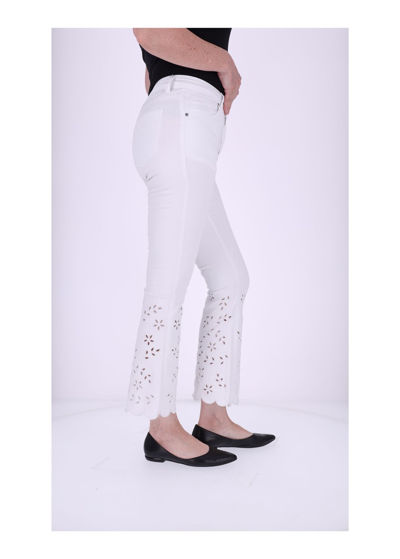 7/8 Hose Damen Lochstickerei